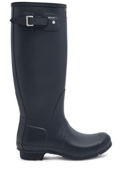 Hunter Original Tall Vulcanised Natural Rubber Wellington Boots In Navy