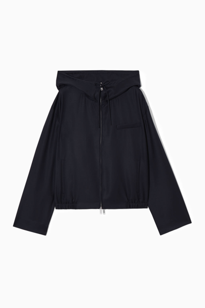 Cos Tailored Wool Hooded Jacket In Blue