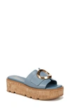 Franco Sarto Hoda Platform Wedge Slide Sandal In Denim