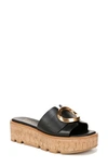 Franco Sarto Hoda Platform Wedge Slide Sandal In Black Leather