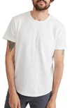 Marine Layer Cotton Blend Heavy Textured Heathered Stripe Pocket Tee In Natural