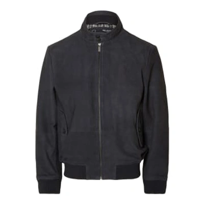 Selected Homme Thomas Suede Harrington Jacket In Black