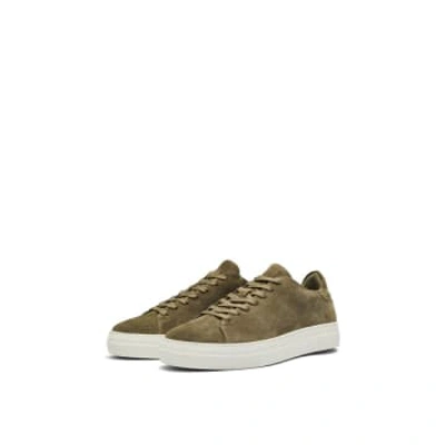 Selected Homme David Chunky Suede Trainer In Green