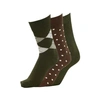 SELECTED HOMME PACK OF 3 IVY GREEN SOCKS