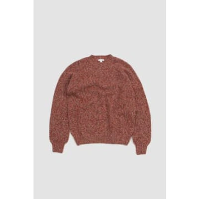 Sunspel Textured Lambswool Jumper Magma Twist In Brown