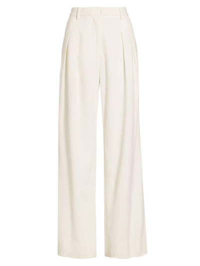 Loveshackfancy Emberlynn Silk Wide Leg Pants In Antique White
