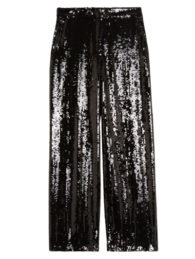 Theory Women's Sequined Wide-leg Trousers In Black
