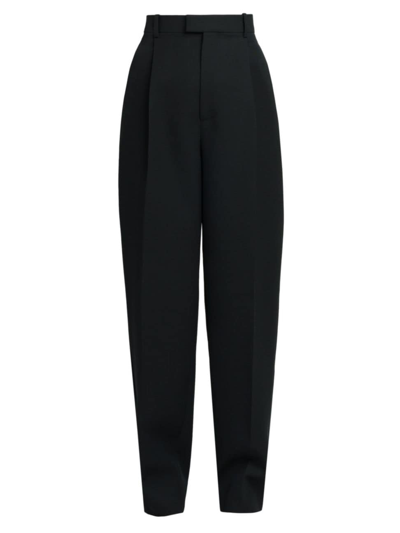 Bottega Veneta High-rise Pleated Straight-leg Trousers In Nero