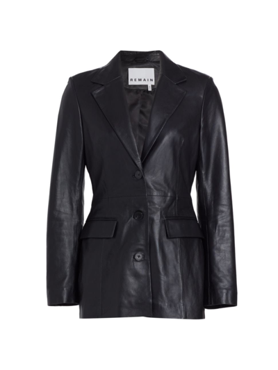 Remain Birger Christensen Women's Leather Single-breasted Blazer In Black