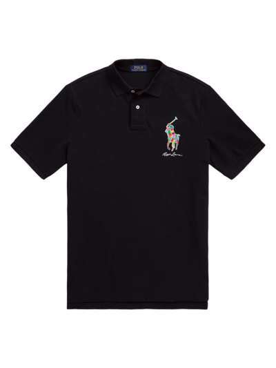 Polo Ralph Lauren Men's Pony Embroidered Mesh Polo Shirt In Black