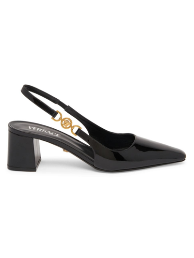 Versace Women's 55mm Patent Leather Slingback Pumps In Black