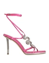 Valentino Garavani Woman Sandals Fuchsia Size 9 Textile Fibers In Pink
