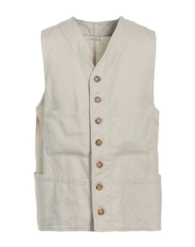 Pence Man Tailored Vest Beige Size L Cotton, Linen