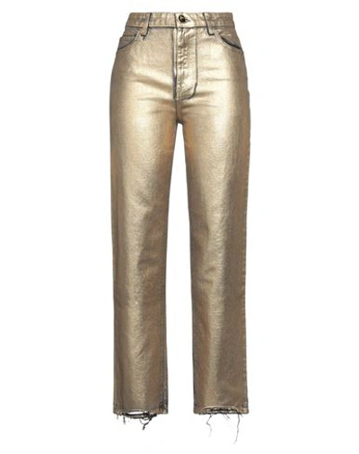 Pinko Woman Denim Pants Gold Size 28 Cotton In Gold