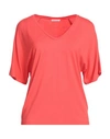 Just In Case Woman T-shirt Coral Size 4 Viscose, Elastane In Red