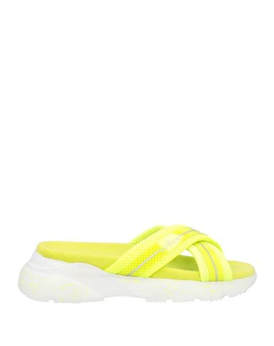 Hogan Woman Sandals Yellow Size 11 Textile Fibers