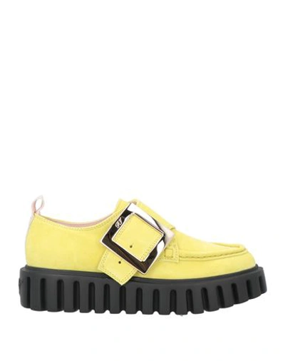 Roger Vivier Woman Loafers Acid Green Size 11 Leather