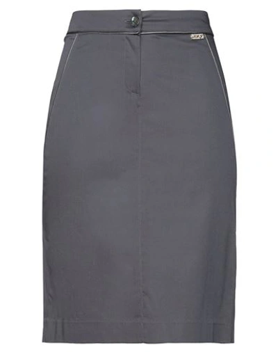 Arj By Anna Rachele Woman Midi Skirt Lead Size 12 Cotton, Elastane In Grey