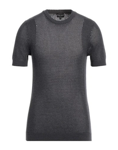 Giorgio Armani Man Sweater Lead Size 38 Wool, Cotton In Grey
