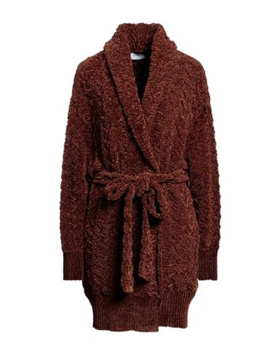 Ferragamo Woman Coat Brown Size M Viscose, Polyamide, Lambskin