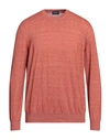 Drumohr Man Sweater Rust Size 42 Silk In Red