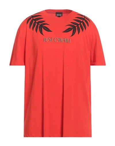 Just Cavalli Man T-shirt Tomato Red Size 3xl Cotton In Tomato Red