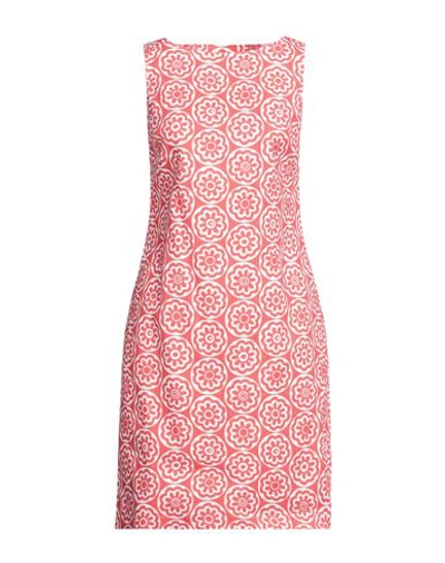 Camicettasnob Woman Mini Dress Coral Size 4 Cotton, Elastane In Red