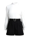 Saint Laurent White Viscose Jumpsuit With Structured Shoulders, Embellished Belt, And Open Back For Women (ss22) In White