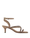 Brunello Cucinelli Woman Sandals Khaki Size 7 Leather In Beige