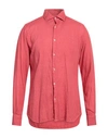 Brooksfield Man Shirt Tomato Red Size 16 Linen
