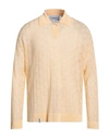 Bonsai White Oversized Open Knit Polo In Orange