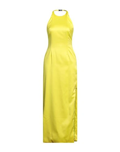 Gcds Woman Maxi Dress Yellow Size L Polyester, Elastane