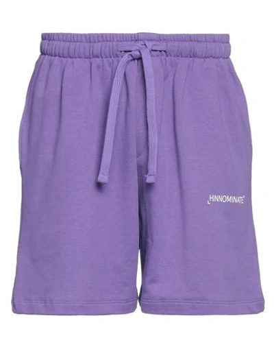 Hinnominate Man Shorts & Bermuda Shorts Purple Size M Cotton
