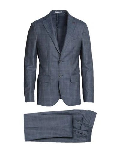 Pal Zileri Man Suit Slate Blue Size 44 Wool, Cupro