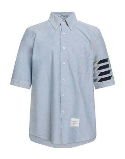 Thom Browne Man Shirt Light Blue Size 1 Cotton, Silk