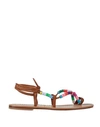 Lisa C Woman Thong Sandal Brown Size 11 Soft Leather In Brown