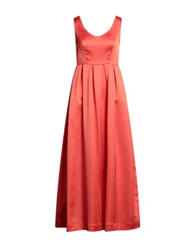Red Couture Woman Maxi Dress Orange Size 8 Polyester, Elastane