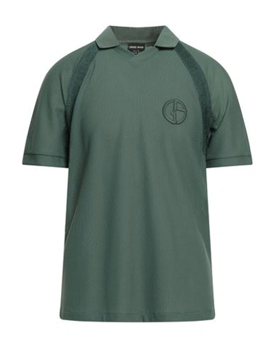 Giorgio Armani Man Polo Shirt Dark Green Size 40 Polyamide, Elastane, Viscose