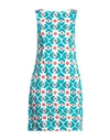 Camicettasnob Woman Mini Dress Turquoise Size 8 Cotton, Elastane In Blue