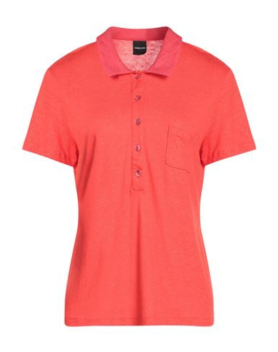 Anneclaire Woman Polo Shirt Red Size 8 Viscose, Linen