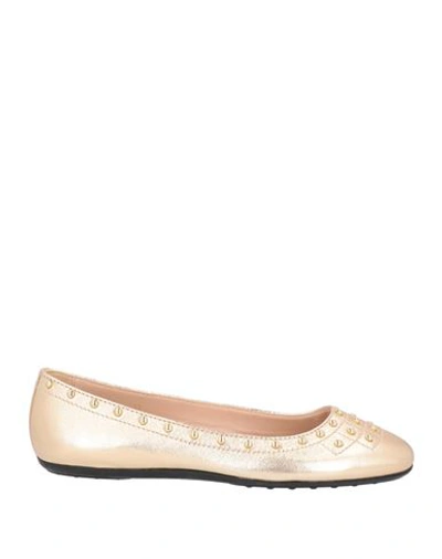 Tod's Woman Ballet Flats Rose Gold Size 7 Leather