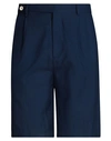 BRUNELLO CUCINELLI BRUNELLO CUCINELLI MAN SHORTS & BERMUDA SHORTS NAVY BLUE SIZE 34 LINEN, WOOL