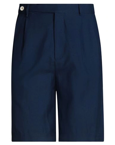 Brunello Cucinelli Man Shorts & Bermuda Shorts Navy Blue Size 38 Linen, Wool