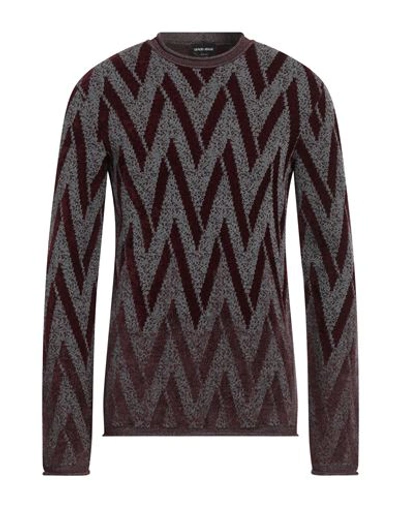 Giorgio Armani Man Sweater Burgundy Size 44 Viscose, Virgin Wool, Polyamide In Red