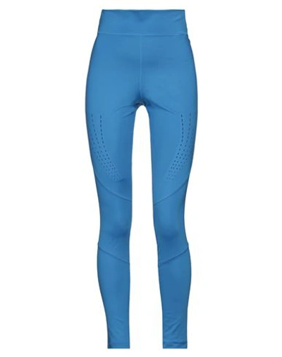 Adidas By Stella Mccartney Woman Leggings Azure Size L Recycled Polyester, Elastane In Blue