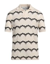 Andersson Bell Geometric Knitted Polo Shirt In Beige