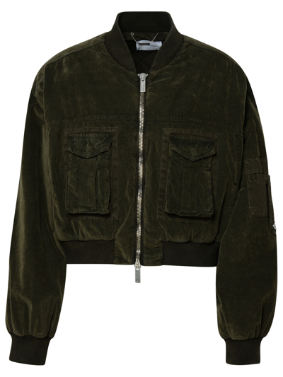 BLUMARINE BLUMARINE WOMAN BLUMARINE GREEN VELVET BOMBER JACKET