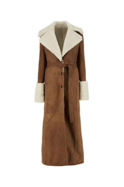 Magda Butrym Shearling-lined Leather Coat In Brown