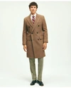 BROOKS BROTHERS WOOL BLEND DOUBLE-FACED DOUBLE BREASTED HERRINGBONE OVERCOAT | BROWN | SIZE XL