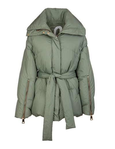 Khrisjoy Iconic Belted Down Jacket In Green